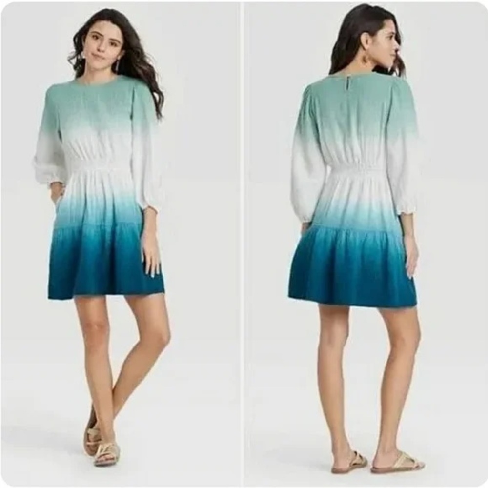 Boho Ombre Teal Dress